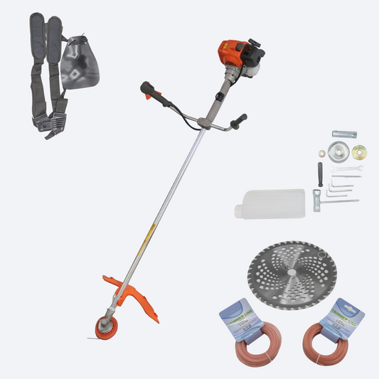 Motocoasa profesionala pe benzina G541, 4.5KW, 52cc, 9000 rot/min, 4 accesorii, ham tip curea, culoare portocaliu