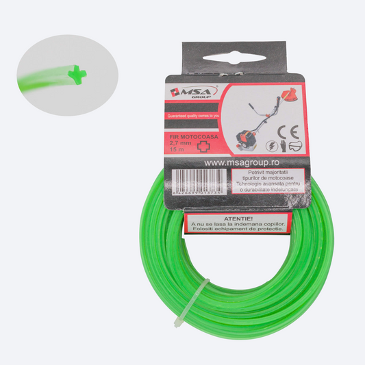 Fir Motocoasa Trimmer Cruce 2.7mm x 15m, Verde