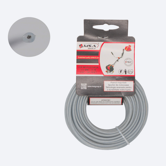 Fir Taietor cu Insertie Metalica 3.0mm x 15m, motocositoare, trimmer